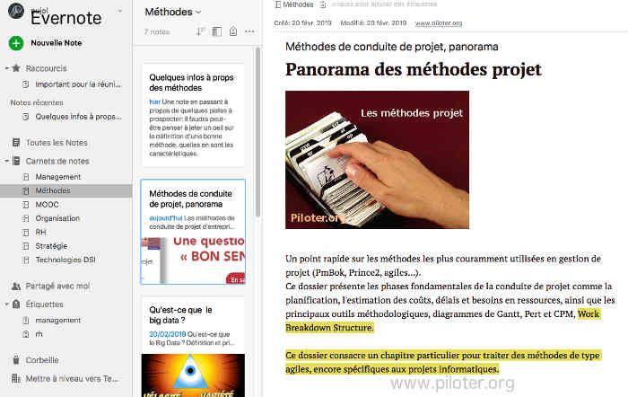 L'outil clipper d'evernote pour le management